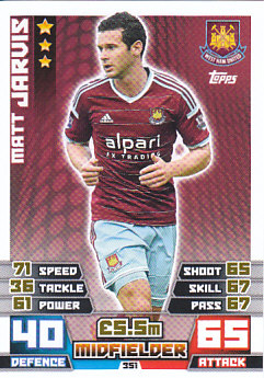 Matt Jarvis West Ham United 2014/15 Topps Match Attax #351